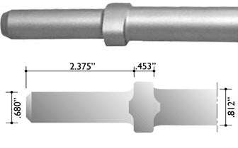 Chipping Hammer Steel Bit Narrow Chisel - 12 inches - Round Shank / Oval Collar - BL/L03J12
